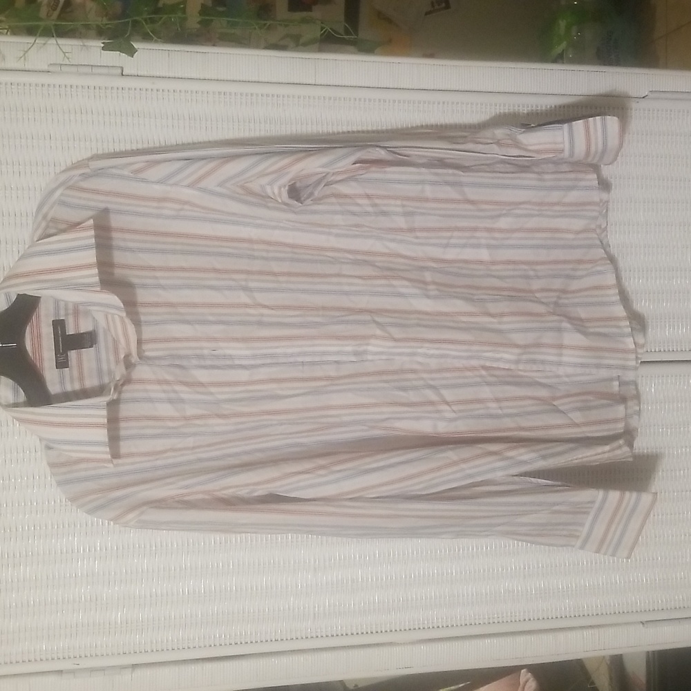Men's INC Large Striped Button Down Long Sleeve New with tag